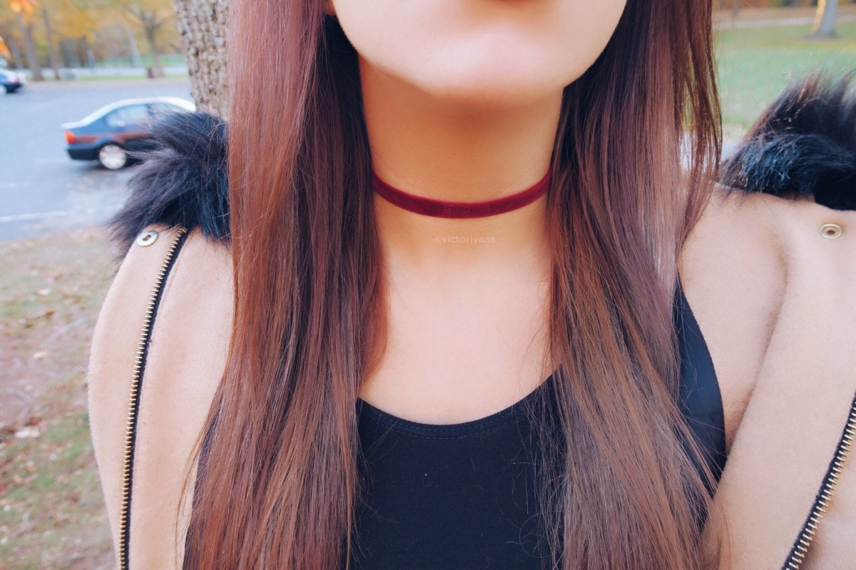Burgundy Velvet Choker