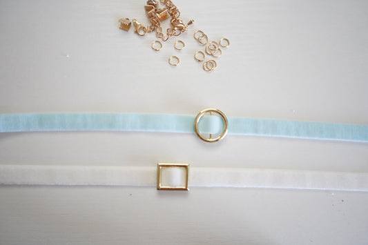 Rectangle Slide Charm Choker (Customizable Material Colors)