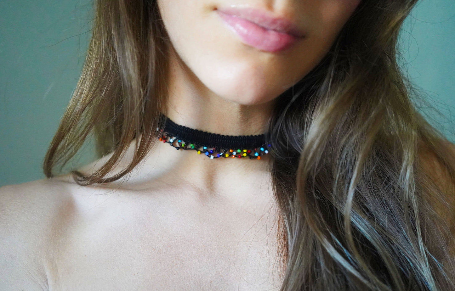 Holiday Lights Beaded Choker