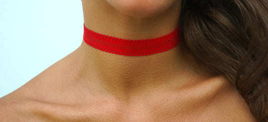 Red Elastic Lattice Lace Choker