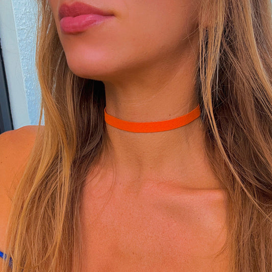 Pumpkin Orange Ultra Suede Choker • Super Comfortable Soft Stretch