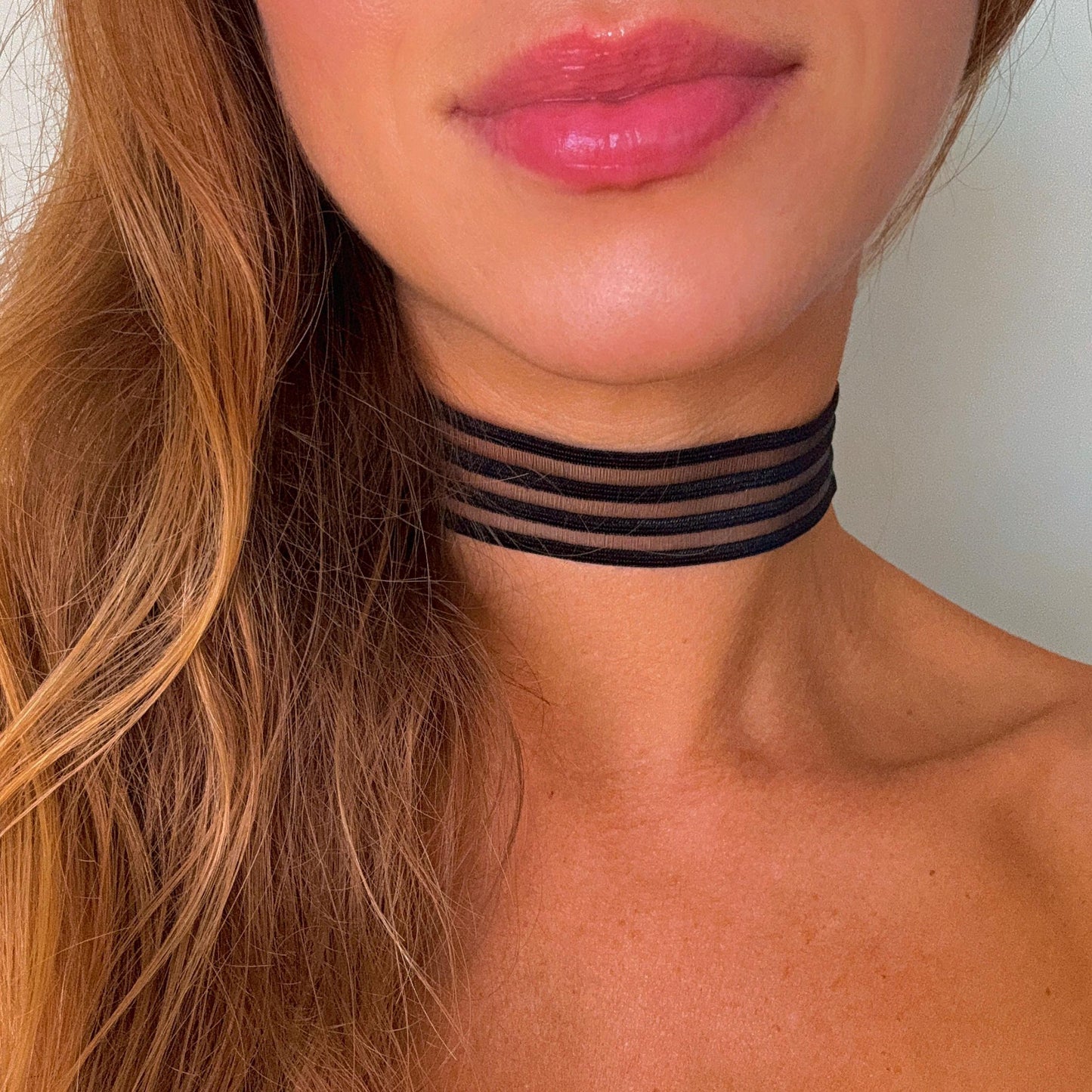 Black Striped Elastic Choker