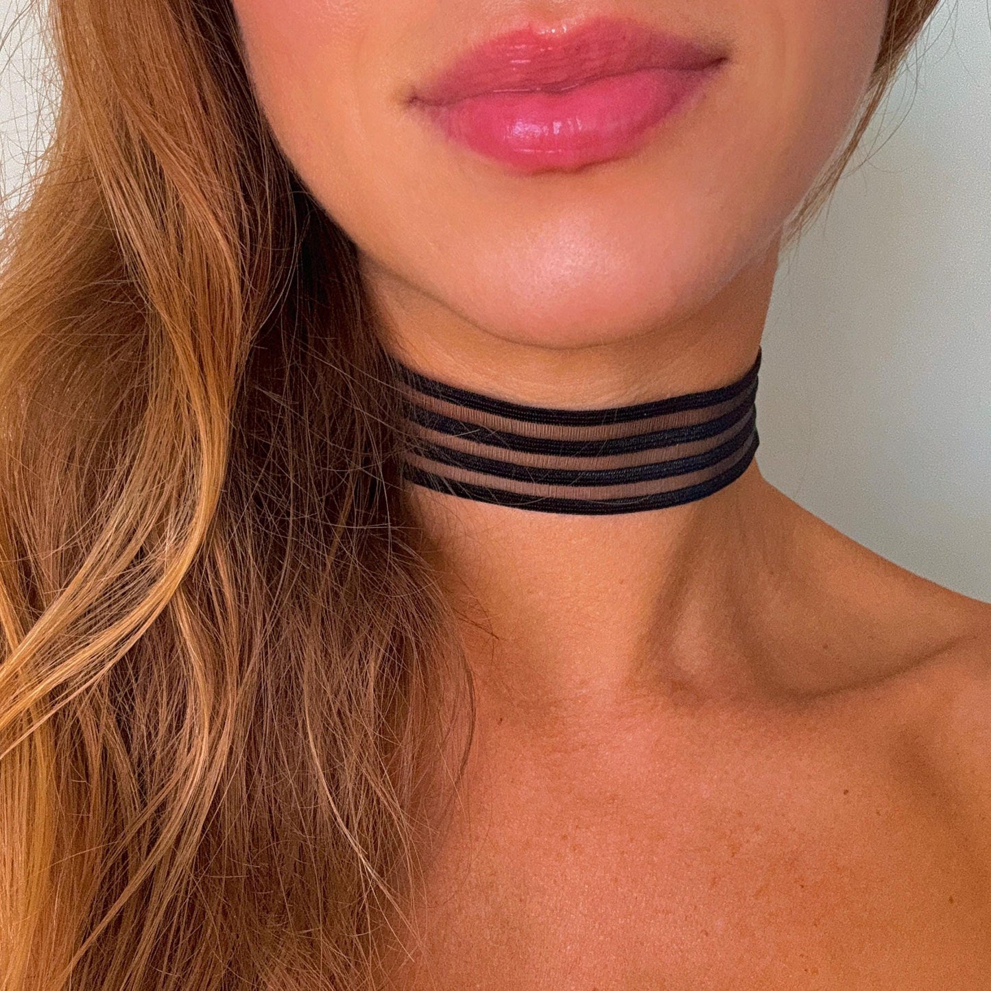 Black Striped Elastic Choker