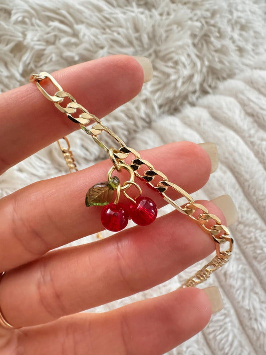 Cherry Charm Chain Choker • 24K Gold Plated