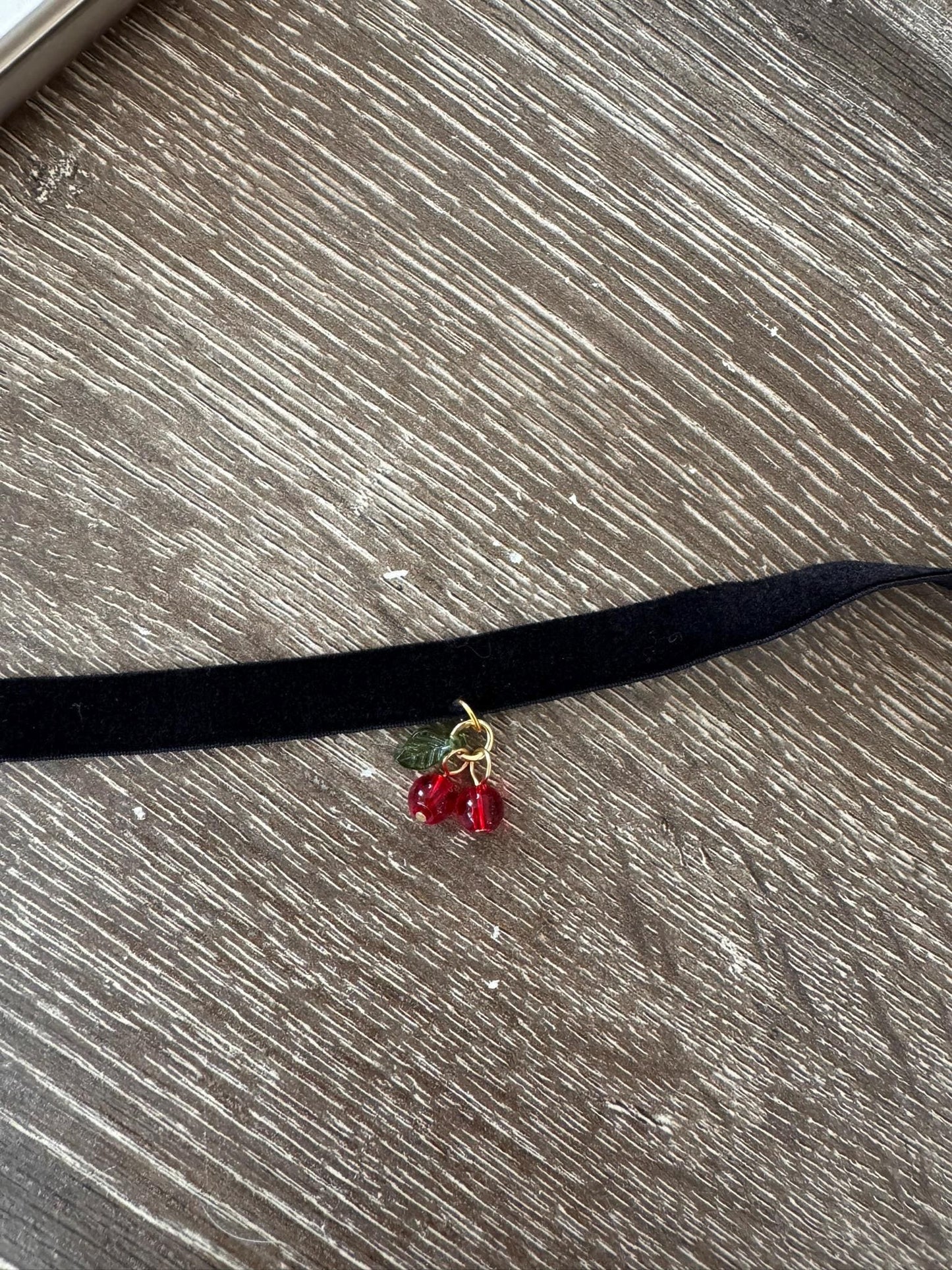 Cherry Bead Charm Choker