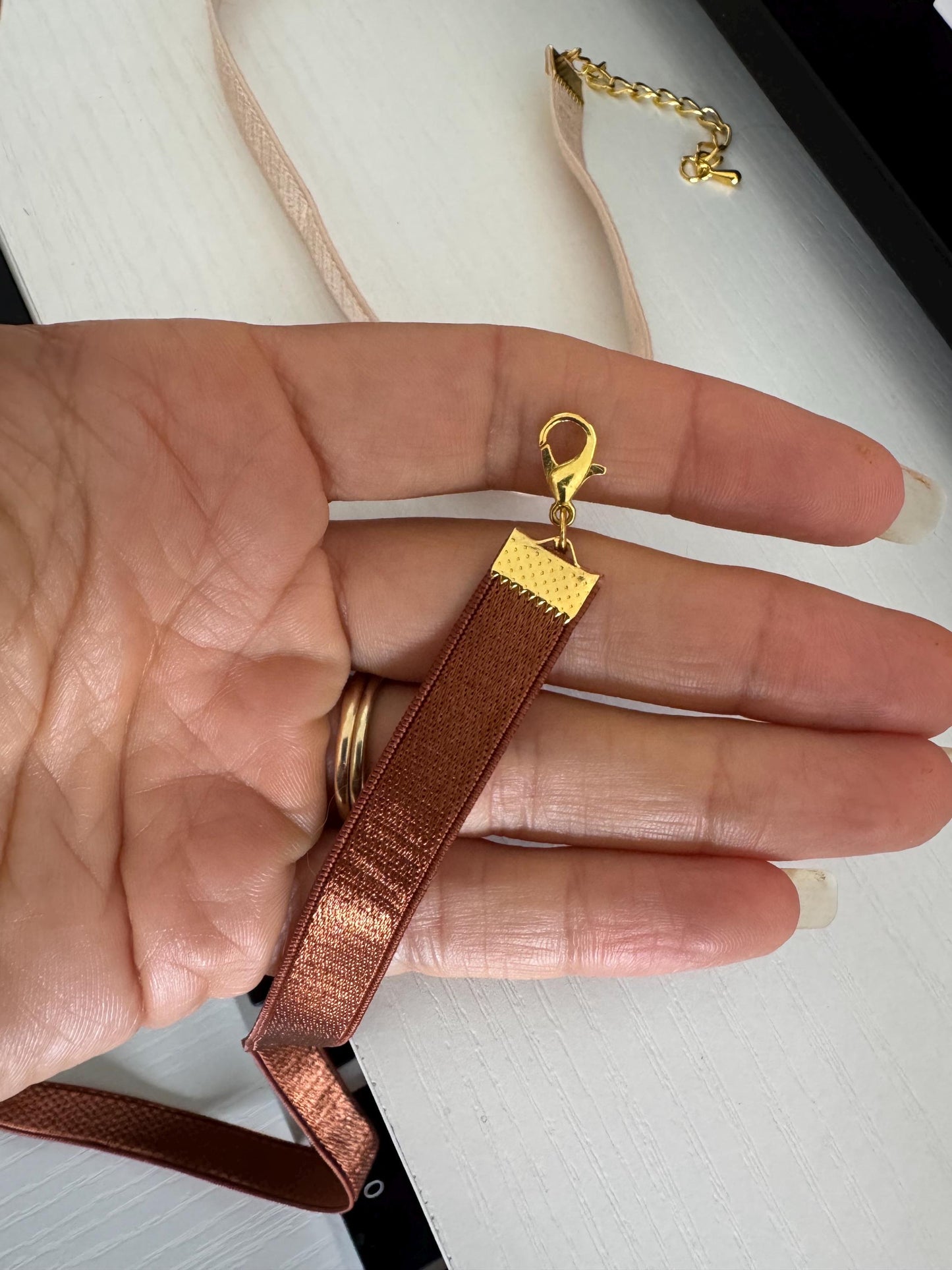 Chocolate Satin Non-Velvet Choker • Ultra Comfortable Elastic