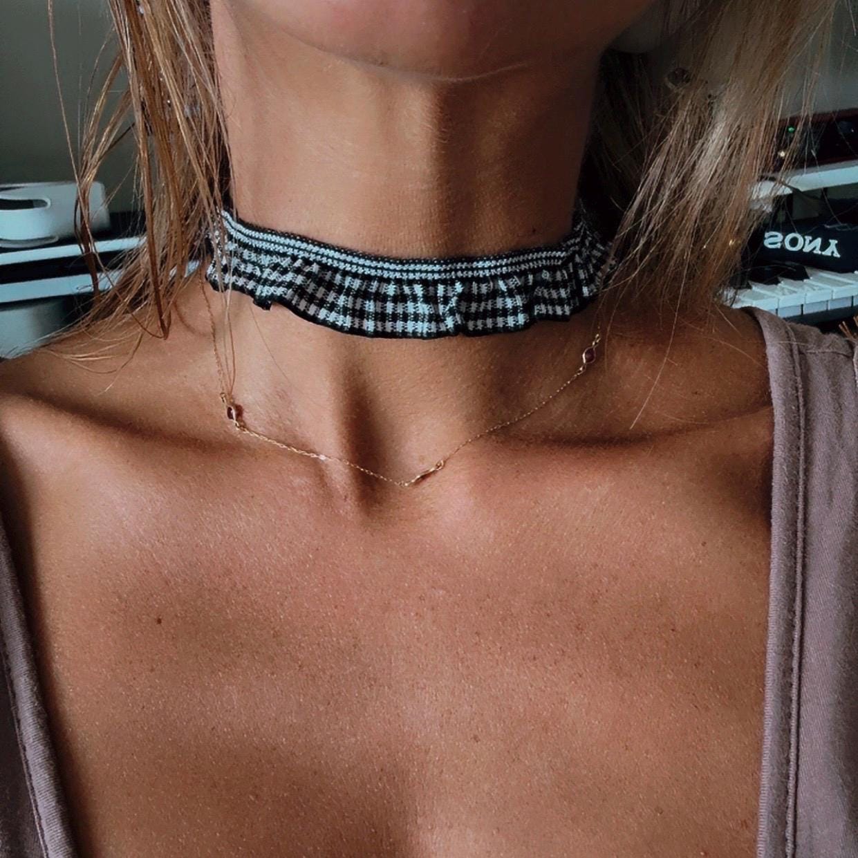 Plaid Frill Lace Choker