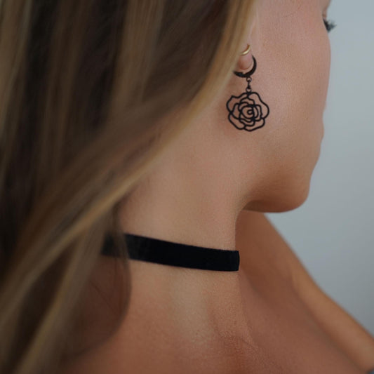 Choker & Earrings Bundle • Black Rose