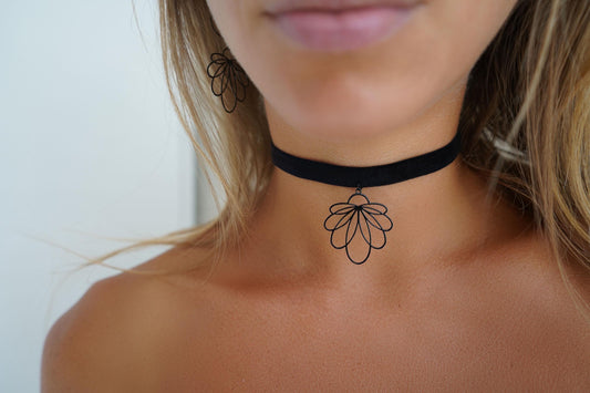 Choker & Earrings Bundle • Minimalist Lotus
