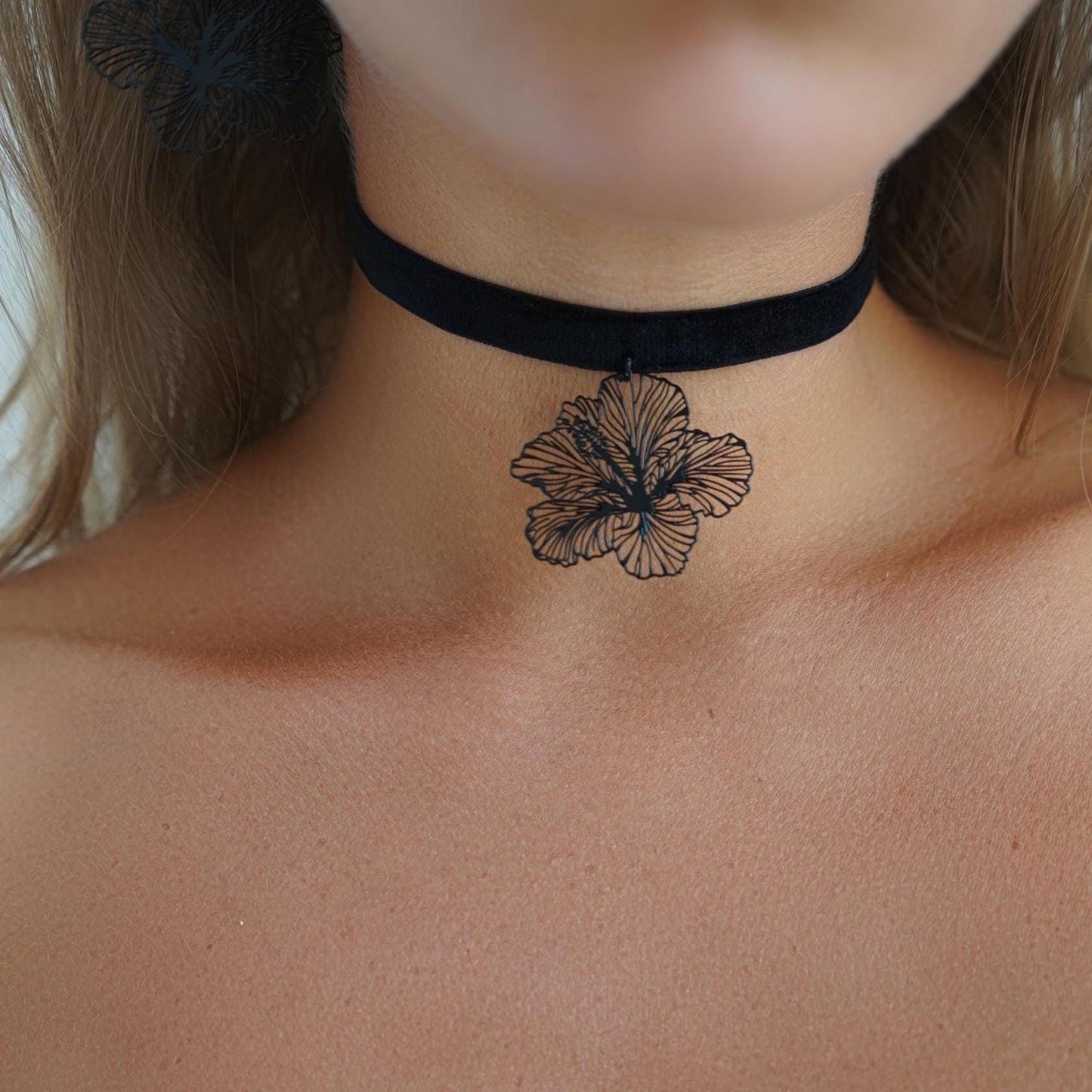 Choker & Earrings Bundle • Hibiscus Flowers