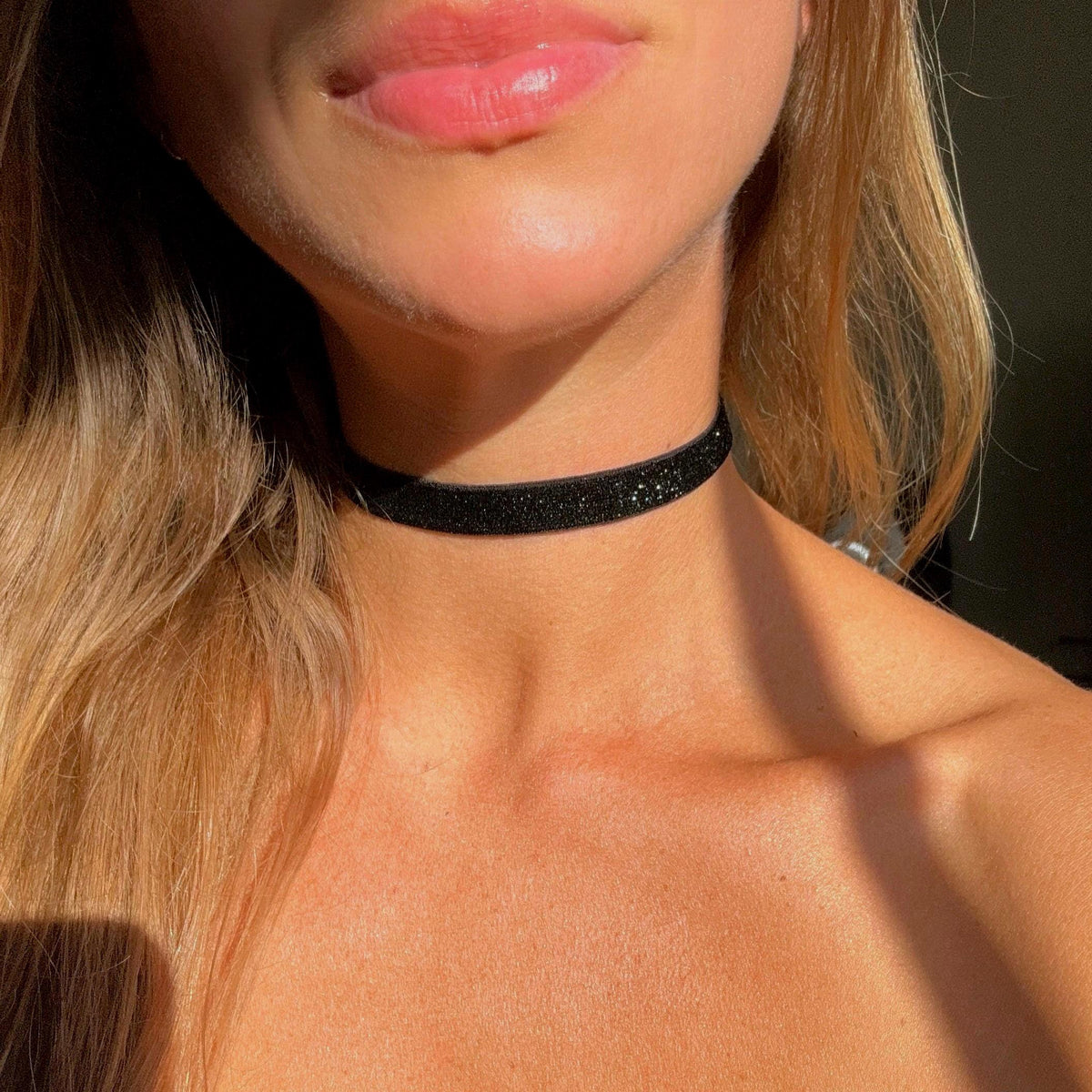 Black Glitter Elastic Choker