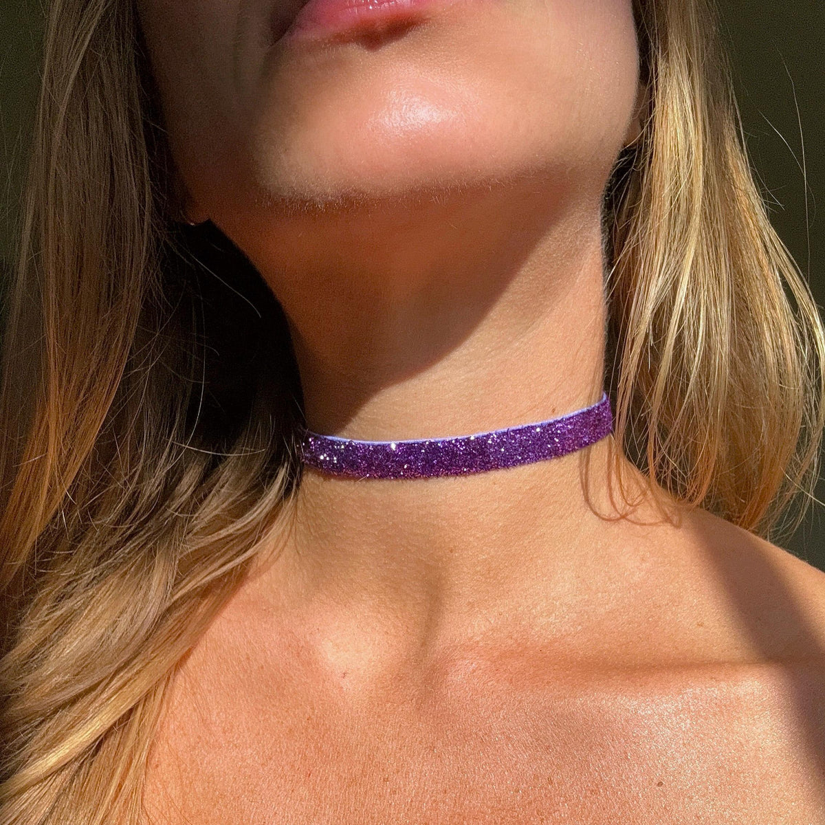 Purple Glitter Elastic Choker