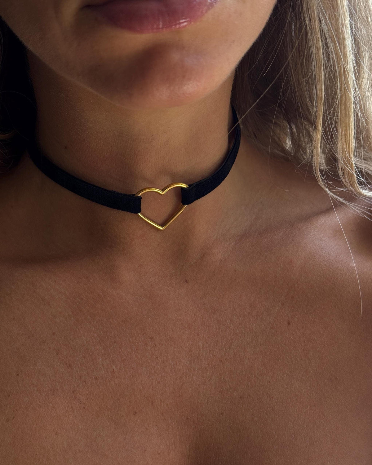 Heart Choker • 3/8ths Inch Width • Comfortable Elastic Velvet