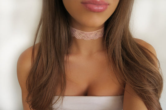 Pink Elastic Lace Choker