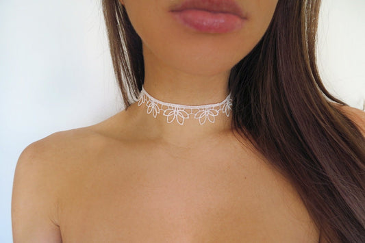 White Lotus Lace Choker