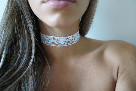 White Mesh Lace Choker