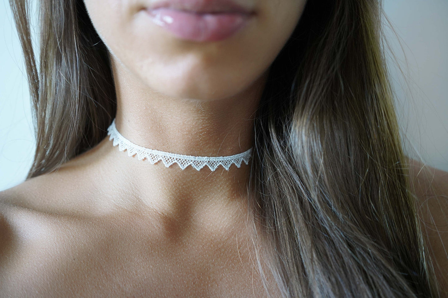 White Triangle Lace Choker