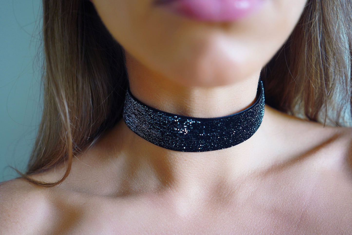 1" Black Glitter Choker