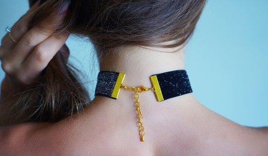 1" Black Glitter Choker