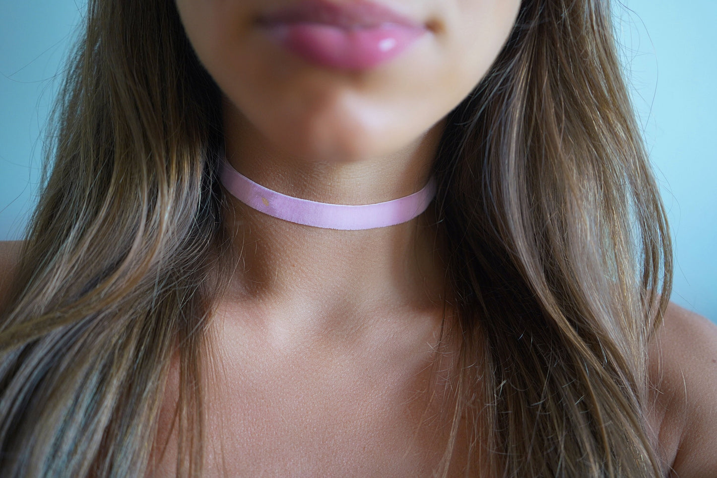 Light Pink Velvet Choker • Ultra Comfortable Stretch Velvet