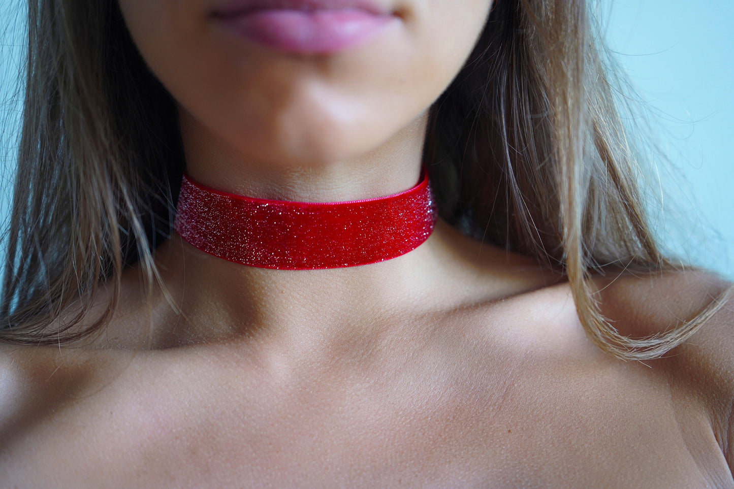 1" Red Glitter Choker