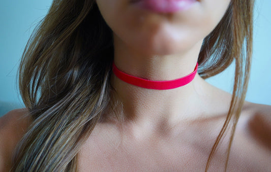 Strawberry Velvet Choker • Ultra Comfortable Stretch Velvet