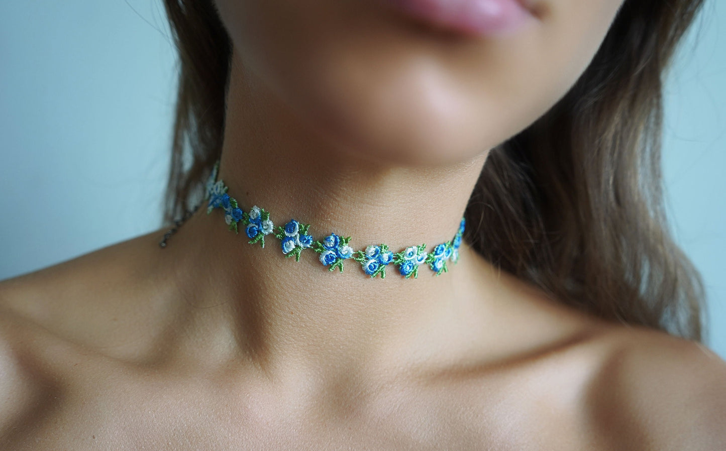 Blue Flower Vine Choker