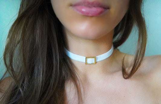 Rectangle Slide Charm Choker (Customizable Material Colors)