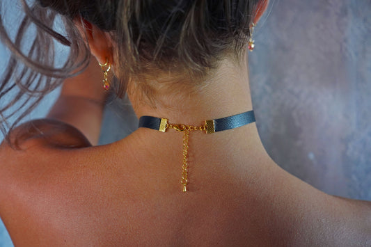 Vegan Leather Choker  • Ultra Comfortable Lined & Stretchy  •  3/8ths Width Gothic Choker