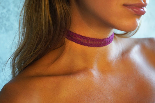 Burgundy Elastic Lattice Lace Choker