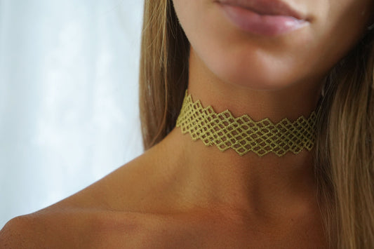 Gold Mesh Lace Choker