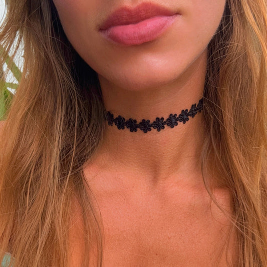 Black Flower Choker