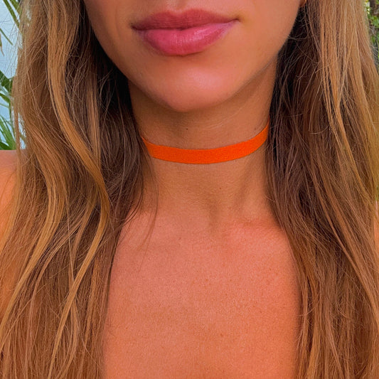 Pumpkin Orange Ultra Suede Choker • Super Comfortable Soft Stretch