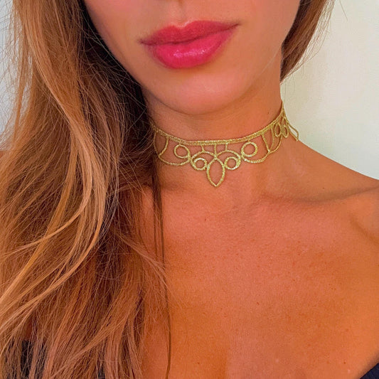 Golden Swirl Lace Choker