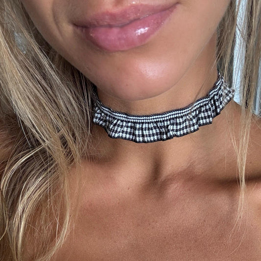 Plaid Frill Lace Choker