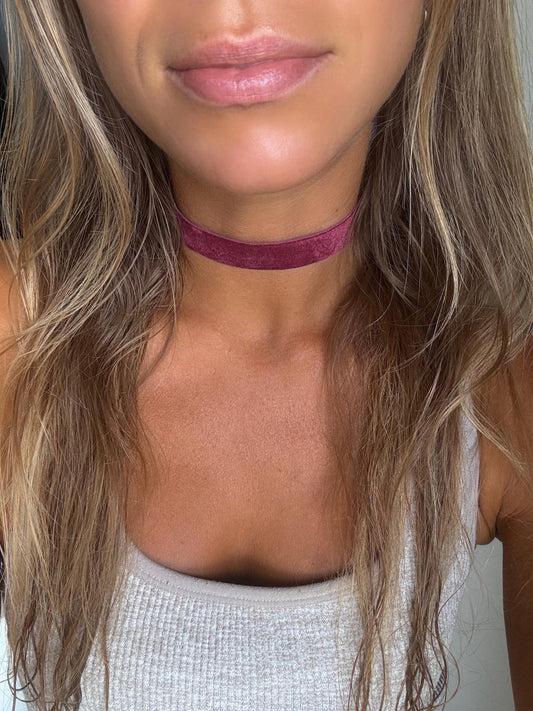 5/8" Burgundy Velvet Choker • Ultra Comfortable Stretch Velvet