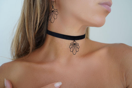 Choker & Earrings Bundle • Minimalist Lotus