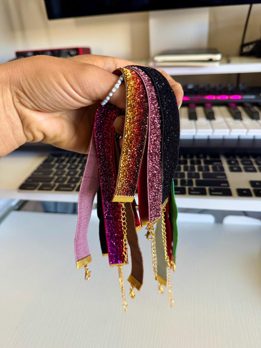Plum Glitter Choker • 5/8ths Inch Width • Stretchy Elastic Necklace