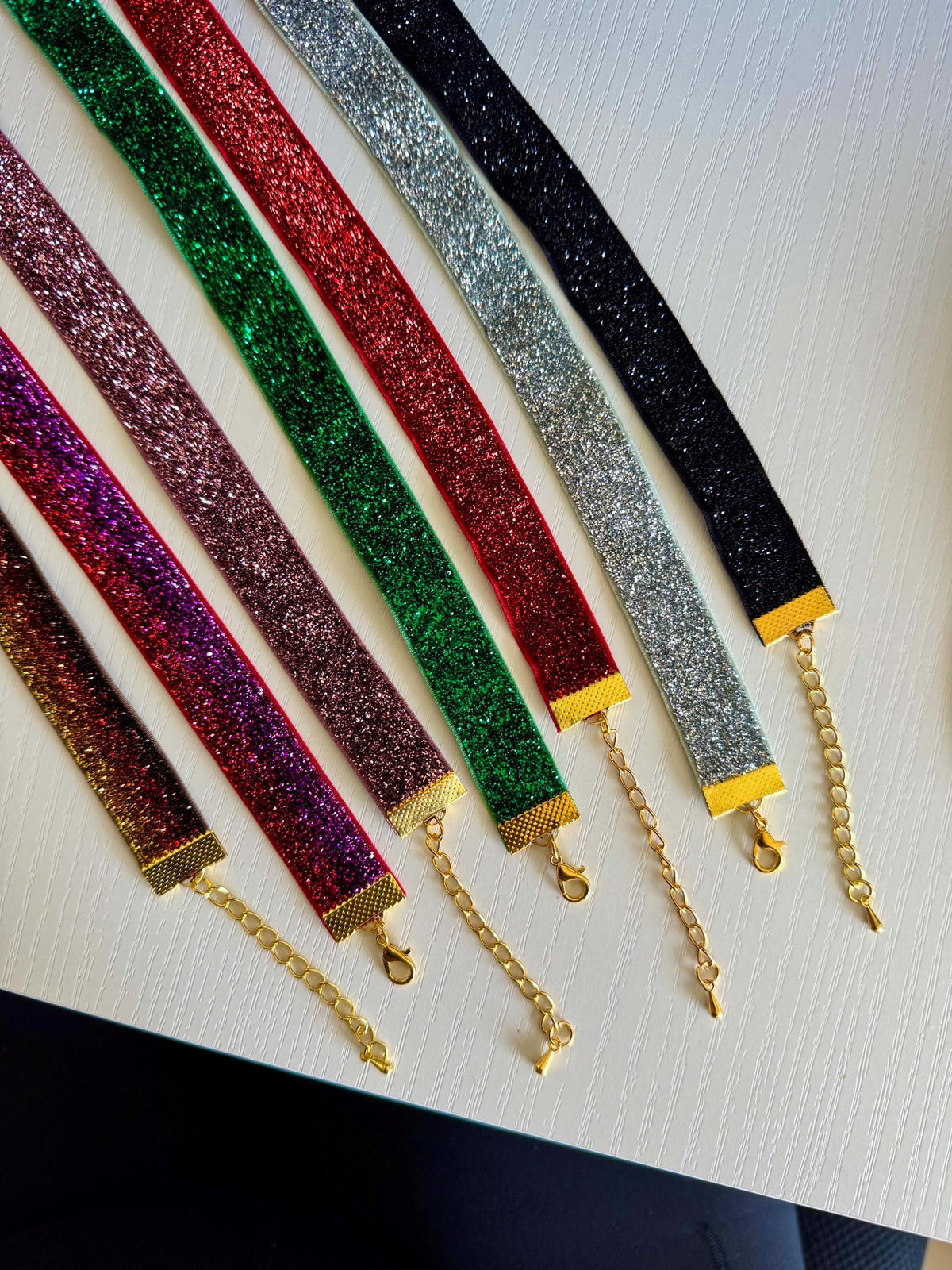 Plum Glitter Choker • 5/8ths Inch Width • Stretchy Elastic Necklace