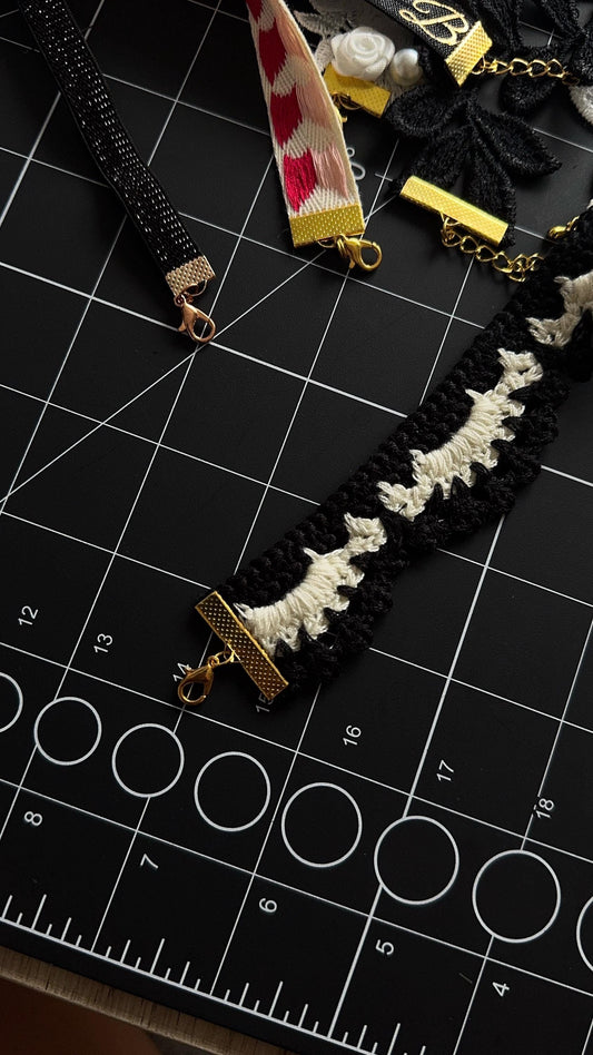 Black & White Crochet Lace Choker