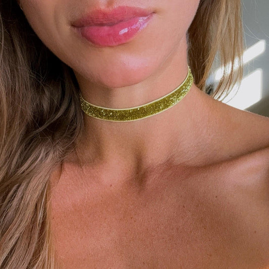 Gold Glitter Elastic Choker