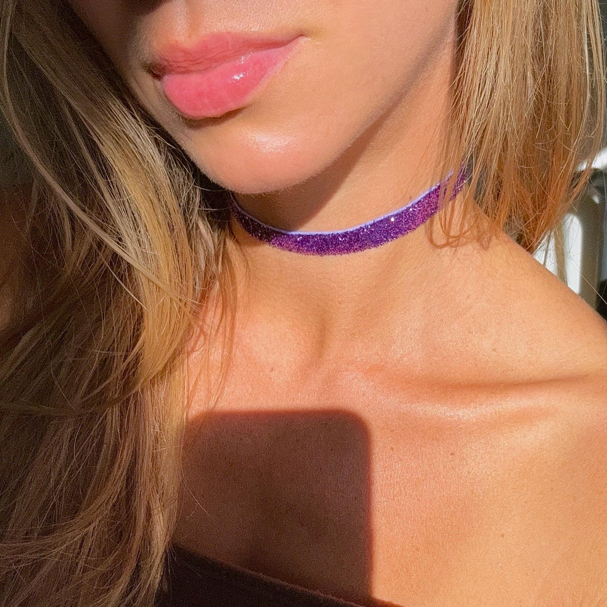 Purple Glitter Elastic Choker