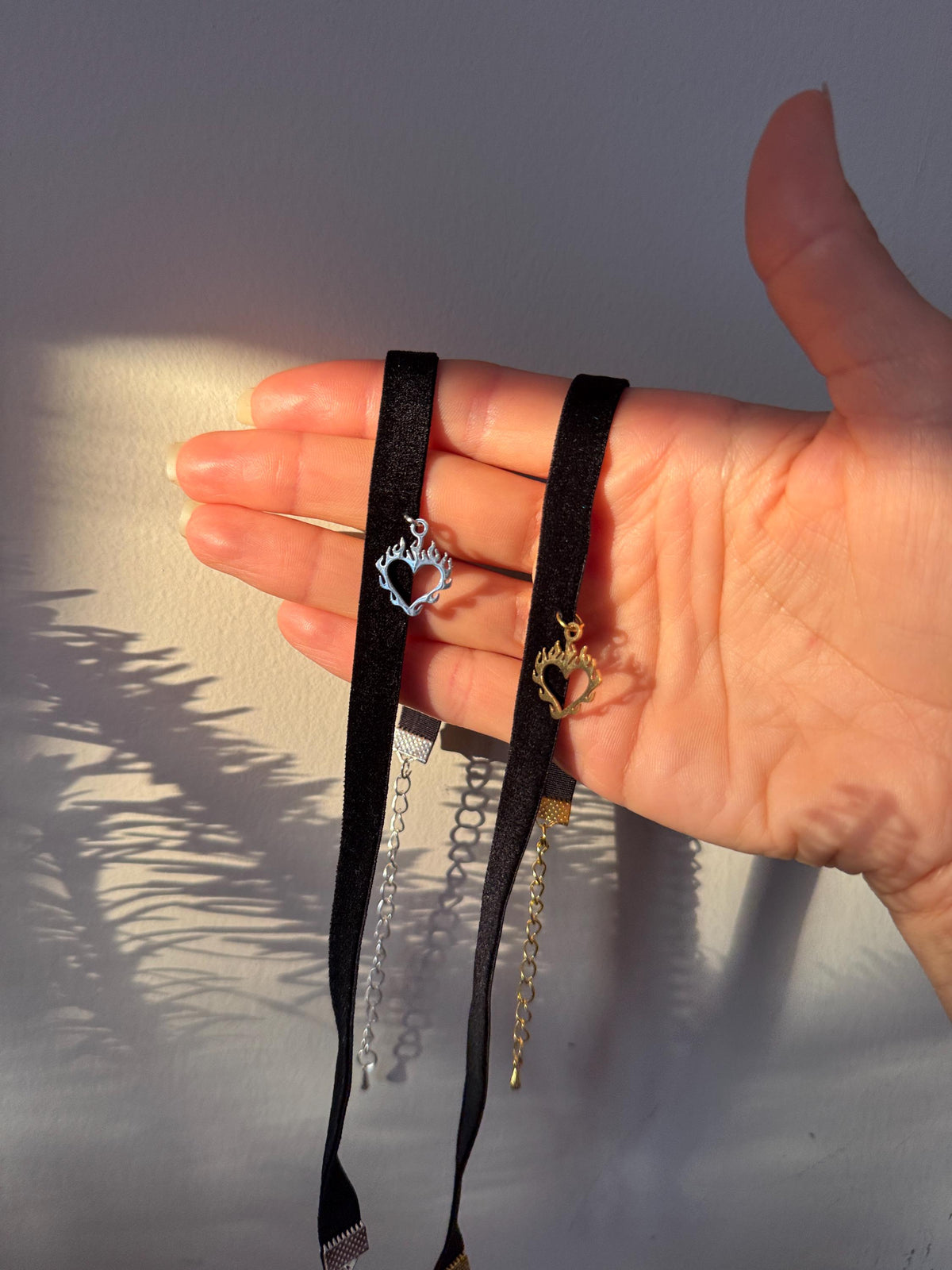 Burning Heart Charm Choker • Ultra Comfortable Elastic Velvet Necklace