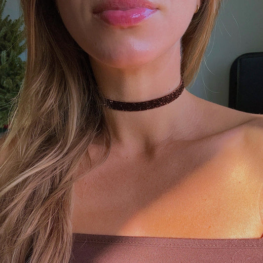 Chocolate Brown Glitter Elastic Choker