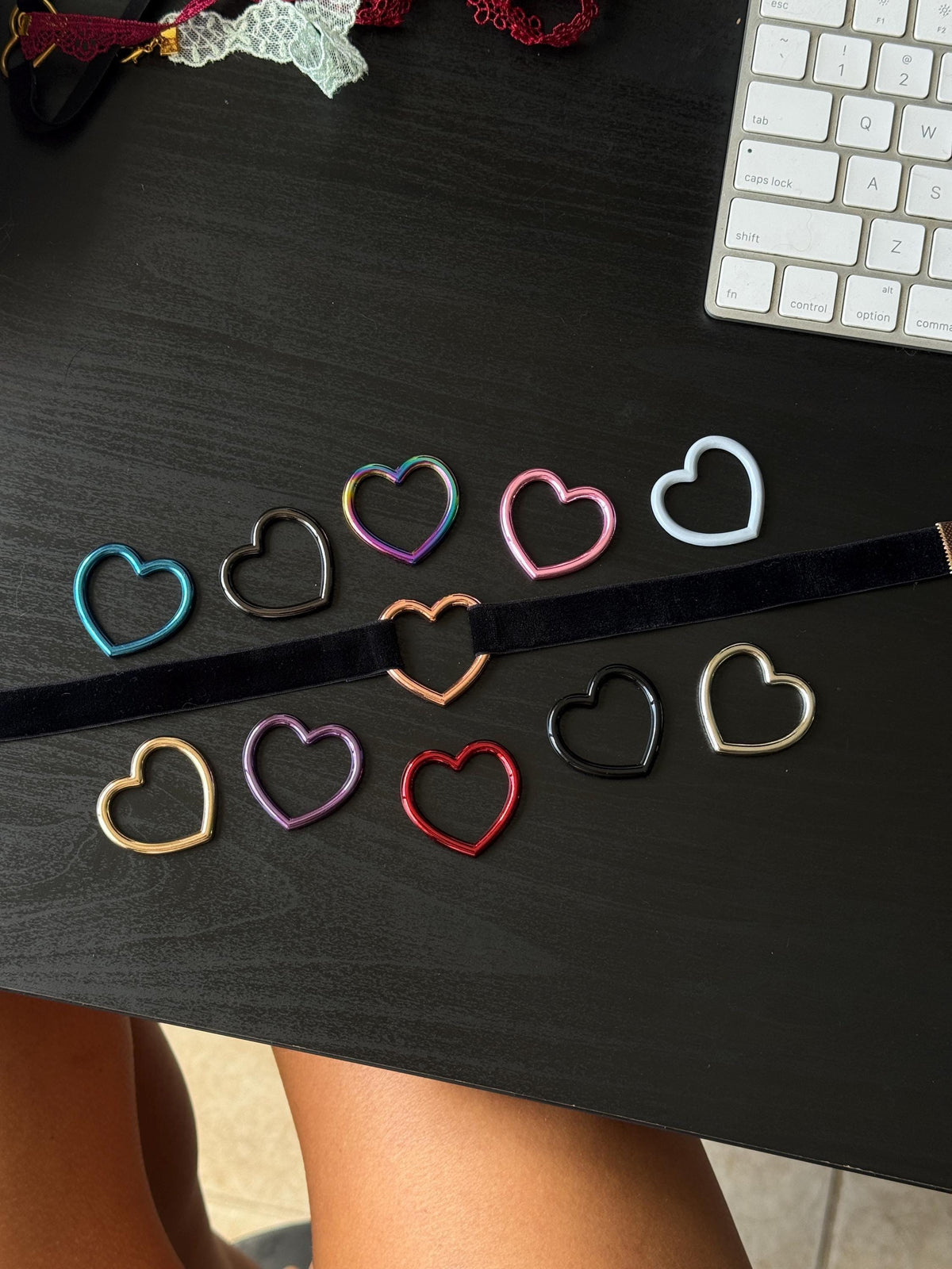 Heart Choker • 5/8ths Inch Width • Comfortable Elastic Velvet