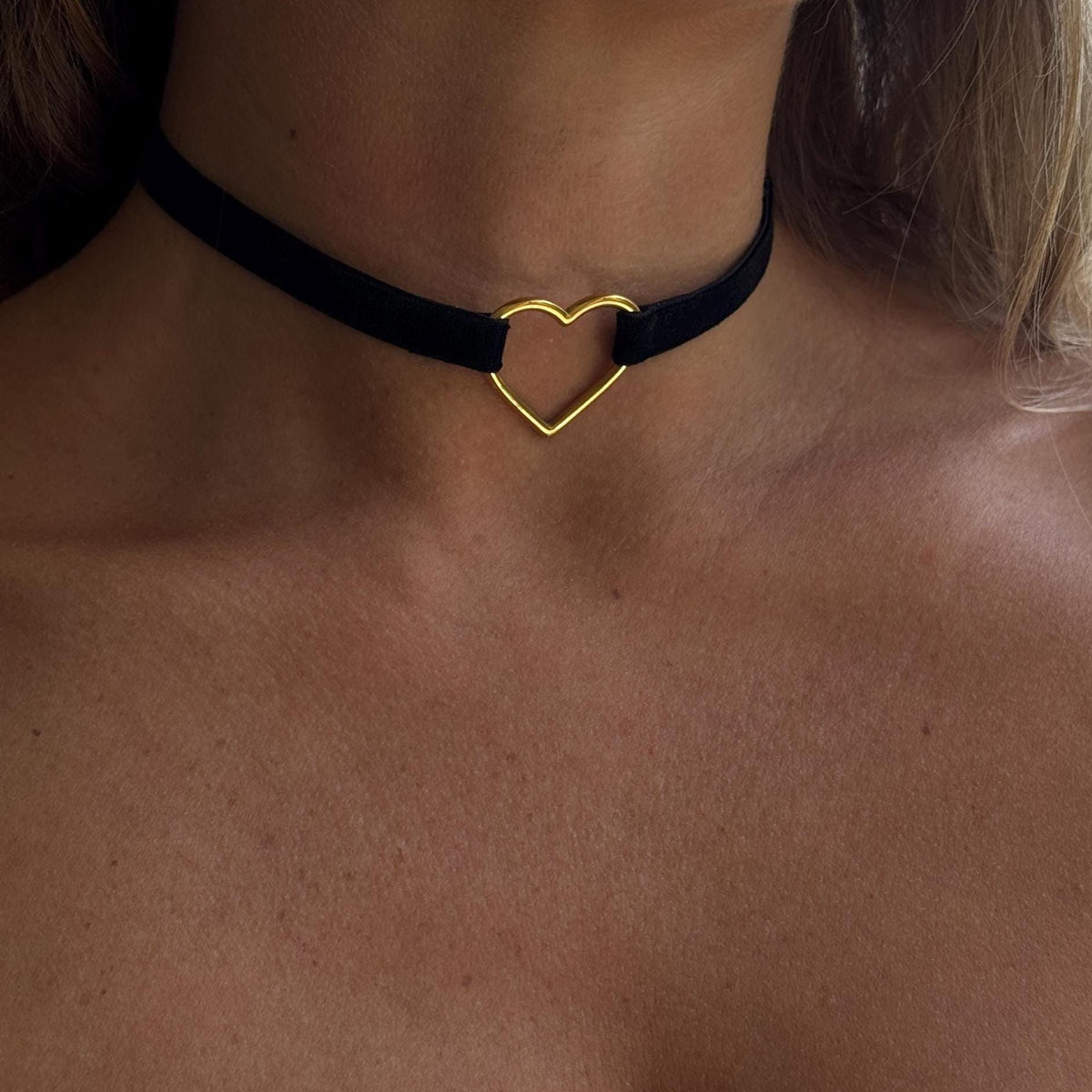 Heart Choker • 3/8ths Inch Width • Comfortable Elastic Velvet