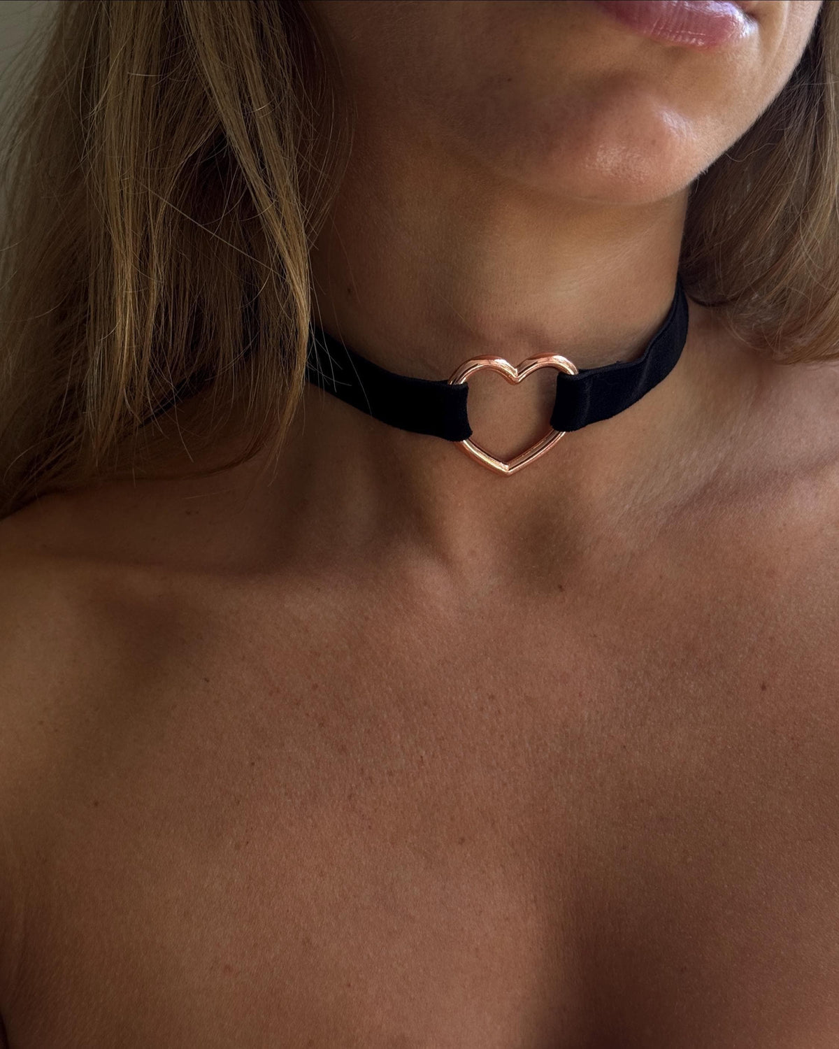 Heart Choker • 5/8ths Inch Width • Comfortable Elastic Velvet