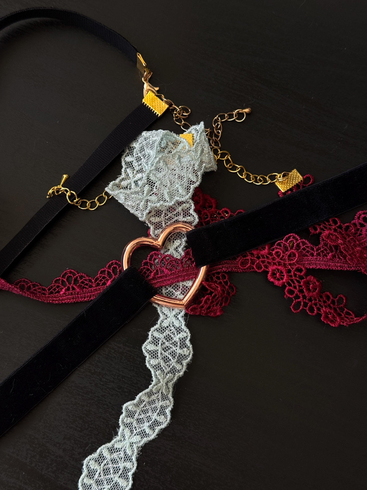Heart Choker • 5/8ths Inch Width • Comfortable Elastic Velvet