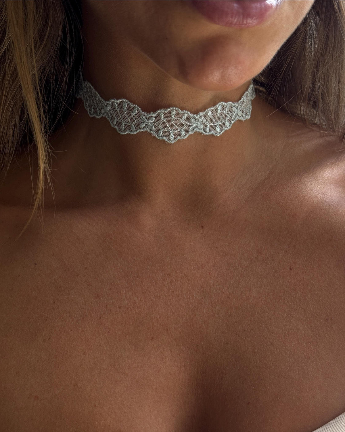 Light Blue Cloud Lace Choker